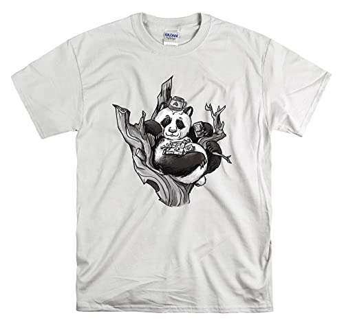 T-shirt panda unisexe blanc XXL en coton confortable