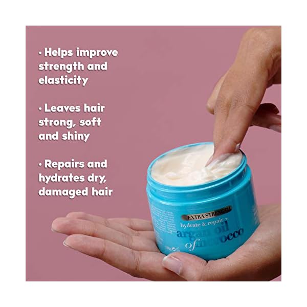 OGX Extra Strength Hydrate Repair + Argan Oil of Morocco Hair Mask Deep Moisturizing Conditioning Treatment, Citrus, 6 Ounce
