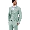 Furuyal linnen pak 3 stuks vintage retro bruiloft prom pakken slanke fit jas blazer bruidegom tuxedos (Kleur : Light Green, Maat : 58)