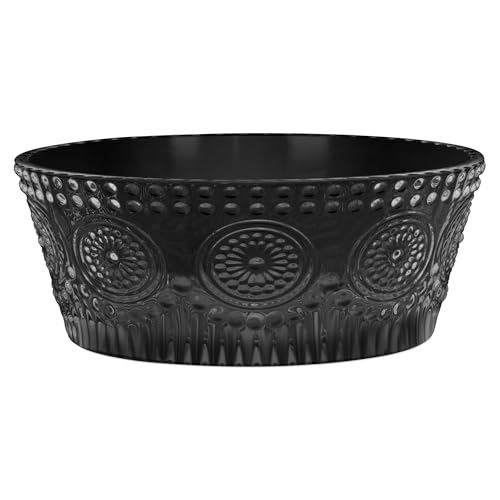 Vintage-Inspired Codi Glass Serving Bowl Large 7 x 2.75 Black