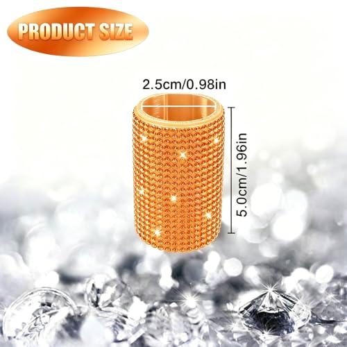 Image of Upright Car Chapstick Holder, Bling Insulating Lip Balm Holder,Rhinestone Car Accessories for Women Interior ,Suitable for Most Vehicles. (Orange)