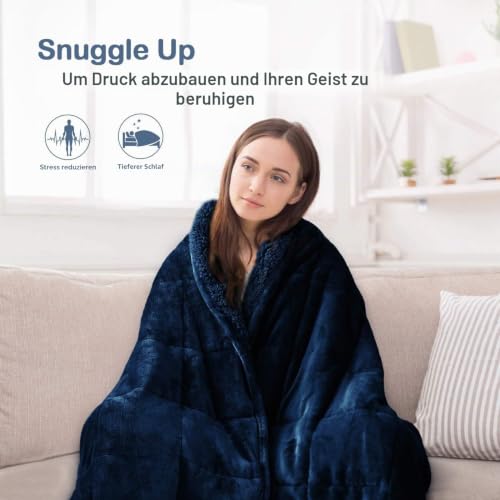 BUZIO Gewichtete Decke 7kg 120 x 180cm für Erwachsene, weiche kuschelige warme Sherpa Decke für Sofa Bett Couch, Flauschiger Plüsch Fleece… – Ansicht 3