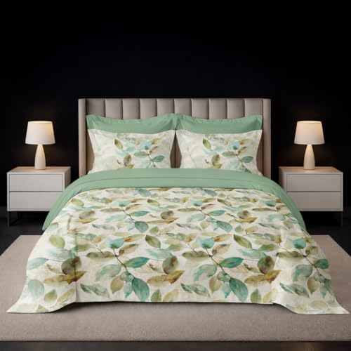 Image of LANE LINEN 100% Cotton Printed King Size Bedsheet - Yellow Leaves | OEKO-Tex Certified, 250TC, Fits King & Double Bed, Botanical Print, Breathable & Wrinkle-Free, Includes 2 Pillow Covers