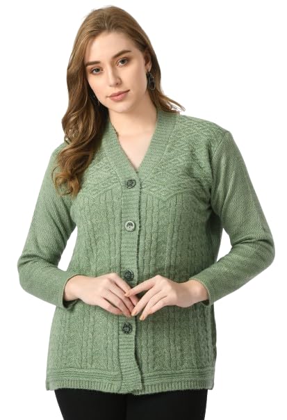 manra Women's Regular Fit V-Neck Full Sleeve Self Design Winter wear Sweater Cardigans-picture-20