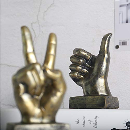 Nice Purchase Hand Finger Gesture Desk Statues Fingers Sculpture Creative Home Living Room Cabinet Shelf Decoration (Victory Gesture In Gold) #TOP4