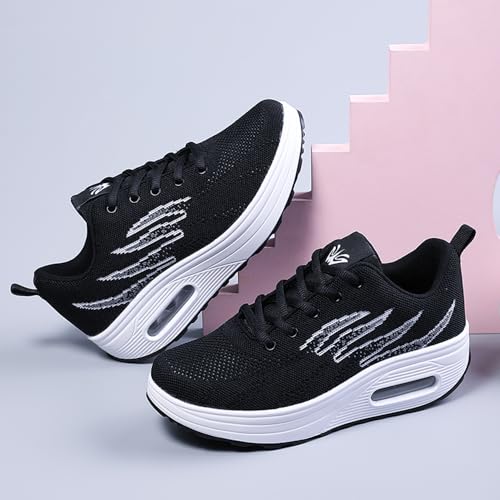 Image of RUIDENG Platform Sneakers for Women Air Cushion | Walking Shoes Women Comfortable All Day | Thick Rocker Bottom