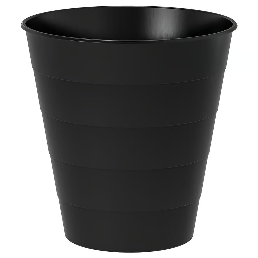 IKEA Papierkorb Fniss Mülleimer aus Polypropylen - WEISS oder SCHWARZ- Durchmesser: 28 cm - Höhe: 28 cm - Inhalt: 10 l (schwarz)