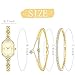 NEWITIN 3 Pieces Women Gold Watch Bracelets Set Fashion Costume Jewelry Stainless Steel Gold Plated Oval Wristwatch Diamond Bangle Bracelet Watch Jewelry Set for Women