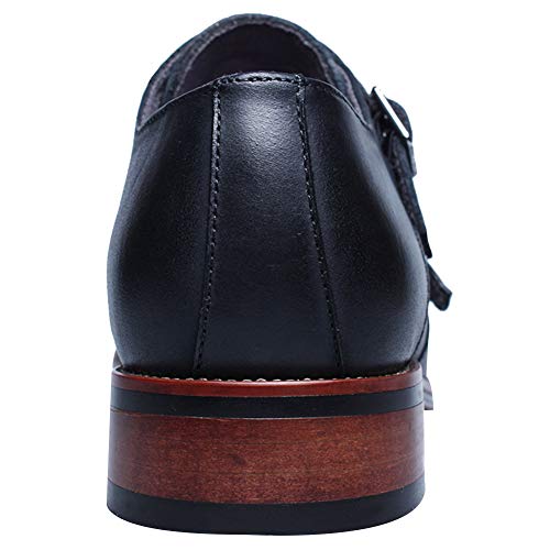 Image of Men's Smart Monk Brogues Genuine Leather Wooden Heel Formal Dress Shoes