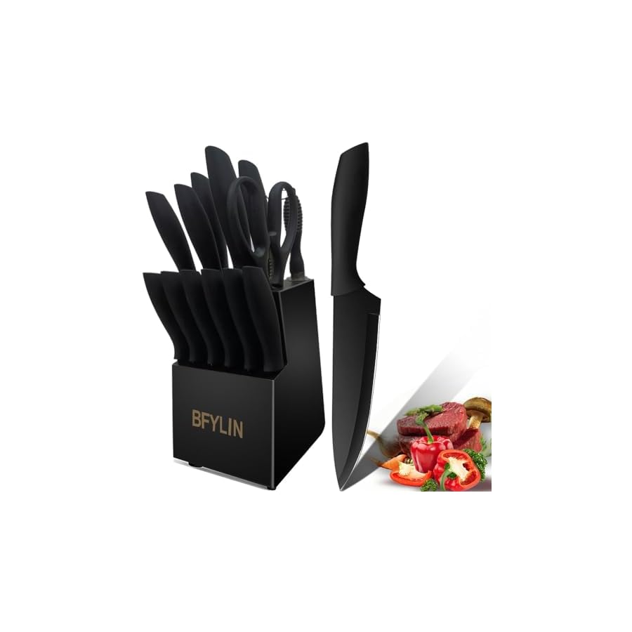 Knife-Set-with-Block-Kitchen-Knife-Set-with-Block-15-Pcs-High-Carbon-Stainless-Steel-Block-Knife-SetKitchen-Knife-SetChef-KnifeSteak-Knives-Black-15Pcs-set Knife Set with Block, Kitchen Knife Set with Block, 15 Pcs High Carbon Stainless Steel Block Knife Set,Kitchen Knife Set,Chef Knife,Steak Knives, Black (15Pcs set)
