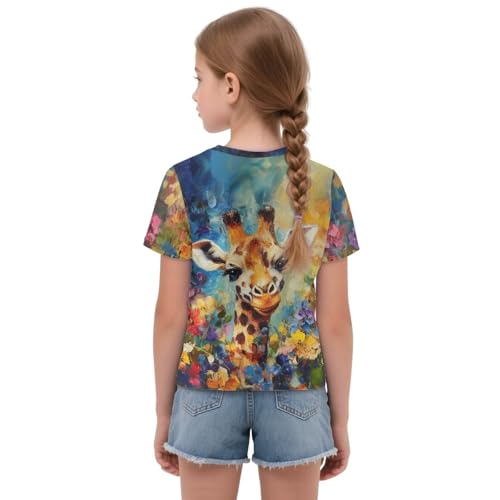 Girls Summer Short Sleeve Tie Knot T-Shirts 5-12Y Kids Casual Graphic Shirt for Outdoor School Beach Vacation3