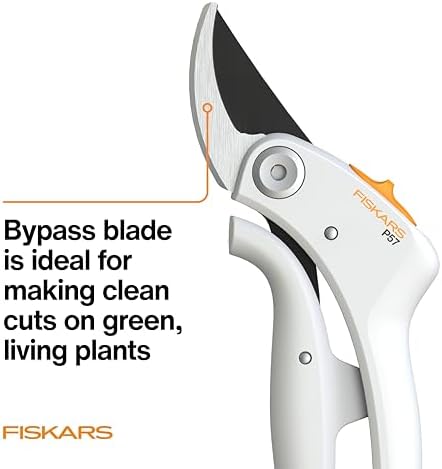 Fiskars Bypass Pruner with PowerLever, Lightweight Garden Shears, White - Thumbnail 4