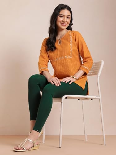 Image of TWIN BIRDS Super Stretchable Cotton Elasthane Fabric Ankle Length Leggings for Women