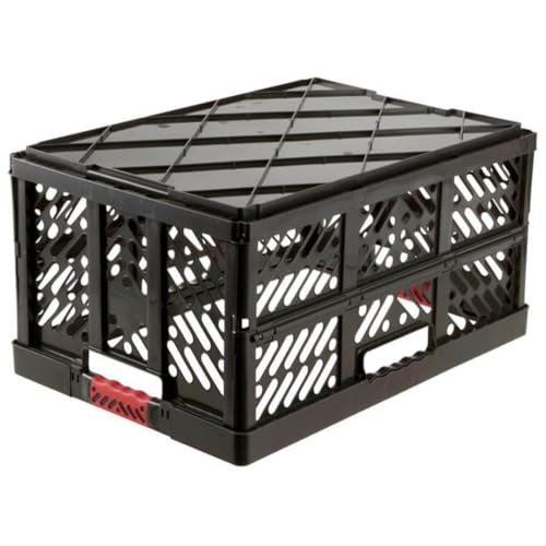 SomosTrade Klappbox 45L | Graphit - Rot | 54 x 28 x 37cm | mit Soft Touch Griffen | stabile Klappbox | Perfekte Aufbewahrung | (2 Klappbox - Graphit Rot)