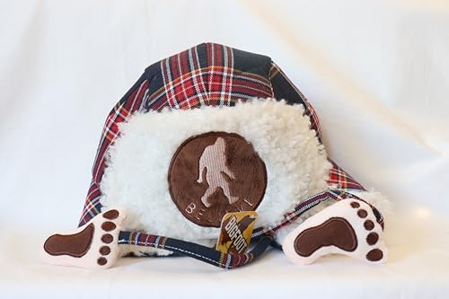 Wilcor Believe Bigfoot Toastie Big Foot Winter Hat One Size Fits Most Plaid Fleece Lined Red, Medium2