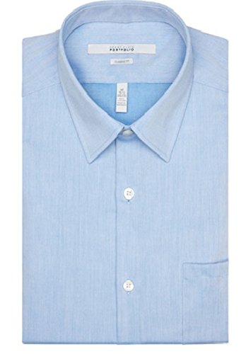 Perry Ellis Men Classic Fit Wrinkle Free Twill Portfolio Dress Shirt (S 14.5 32/33, French Blue)