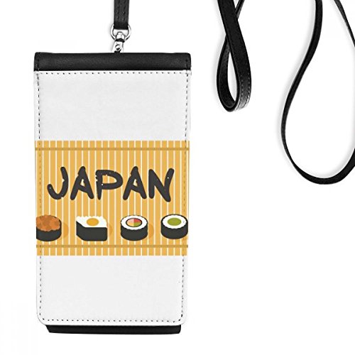 Bourse smartphone noir sushi japonais cuir porte-monnaie suspendu
