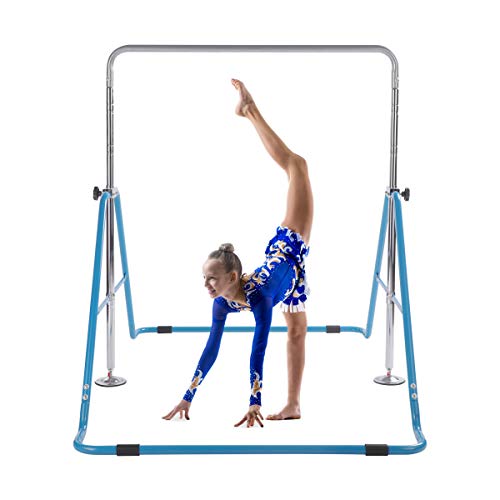 Gymnastics Bar for Kids, Folding Gymnastics Training Bar with Adjustable Height, Junior Expandable Horizontal Monkey Bar