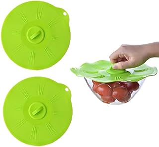 Silicone Suction Lids, Food Covers Food Storage Microwave Cover Heat Resistant Lids BPA-Free Leak-Proof for Bowls Pots Pans 2 Pack