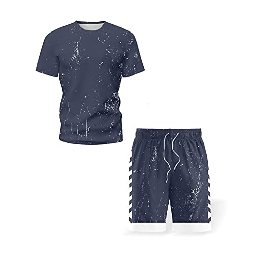 Costume short t-shirt pour hommes YangRy bleu taille XL