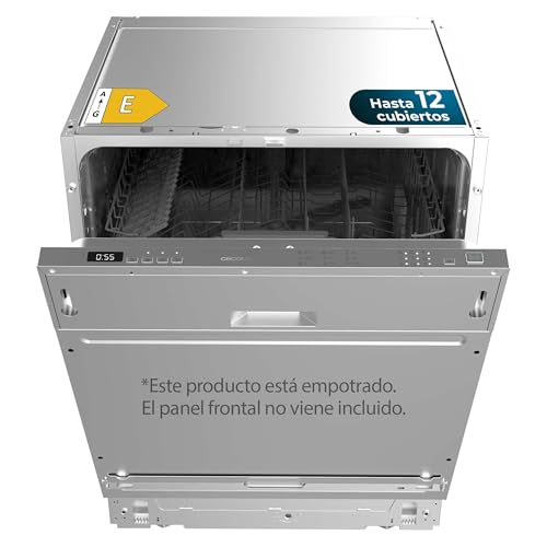Cecotec Lavavajillas Integrable 60cm Bolero Aguazero 6110 Full-BI. 1850W, 12 Cubiertos y 7 Programas, Función Media Carga, Programa 3 en 1, Delay Start, Dry+ y ChildLock, Cesta para Cubiertos