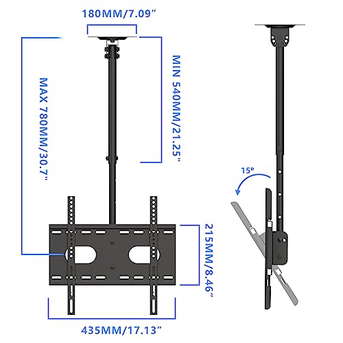 Suptek Staffa per TV a soffitto per LCD da 26-50 pollici con Schermo Piatto al Plasma a LED. Supporto per TV da Soffitto Regolabile in Altezza MC4602