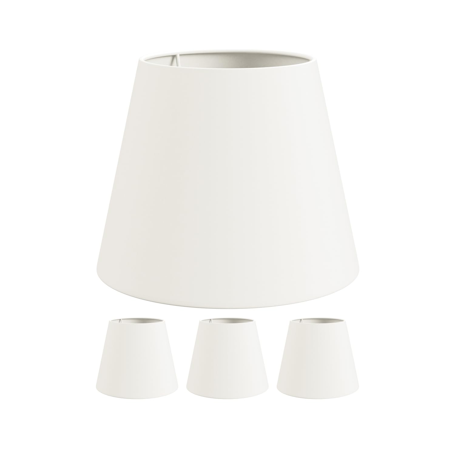 ledscom.de 4 Stück Lampenschirm, Leinen, Textil, Stoff, weiß, 200mm Ø