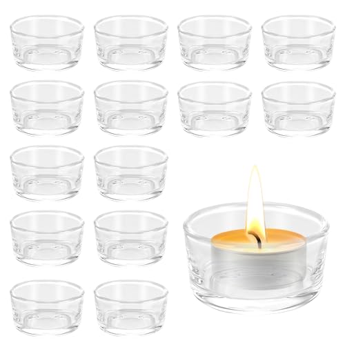 Teelichtgläser 15er Pack, Kleine Glas Teelichthalter Set, Kleine aus...
