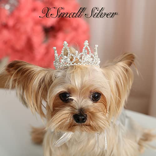 Lovelyshop Pet series Silver Plated Royal Rhinestone Pearl Full Round Dog/Cat Crown for Costume Hair Accessories-Medium Size - Image 2