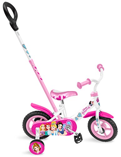 Stamp SAS Princess Bike 10" with Push Bar + Fix Wheels, Niñas, Pink, 2-3
