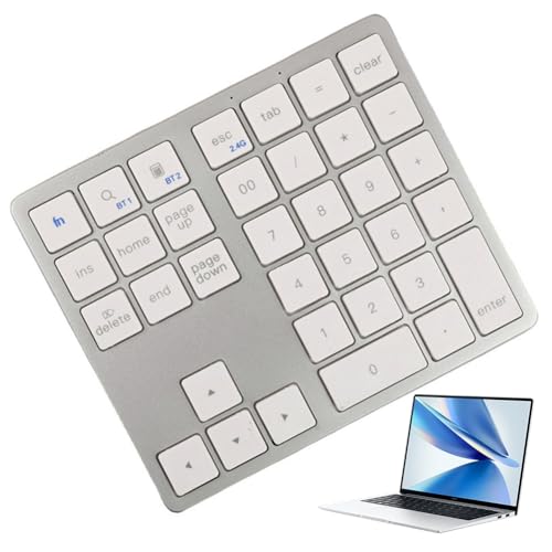 LYEAA Tastierino Numerico Bluetooth 2.4G Tastierino Numerico Wireless Compatibile con Bluetooth USB Ricaricabile 35 Tasti Tastiera Numerica Ultrasottile Portatile for for Laptop Desktop/PC