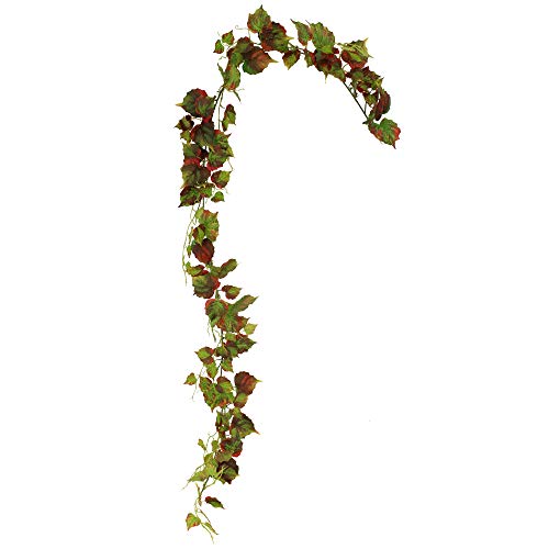 Unique Forest Arts 6 feet Realistic Green Ivy Plants,Faux Plastic Leaves Bushes Artificial Hanging Plants Green Plastic Fake Ivy Vine Bushes Real Touch Natural Looking(Set of 3) (Autumn Foliage Vine)