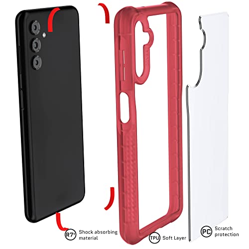 Image of Ghostek COVERT Red Galaxy A13 5G Case Clear Hard Back Shockproof Protective Phone Cover Premium Slim Thin Lightweight Design Heavy Duty Designed for 2021 Samsung A13 5G (6.5inch) (Red-Limited Edition)