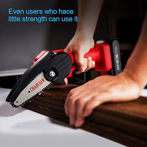 Image of Mini Chainsaw, 4-Inch Cordless Electric Protable Chainsaw With 1Pcs Batteries & Chain Brushless Motor, One-Hand 0.7Kg Lightweight, Pruning Shears Chainsaw For Tree Branch Wood Cutting