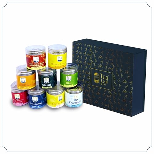 Image of Harmony Delight Loose Leaf Green Tea Combo Variety Gift Pack, 9 Flavors | Elegant Gifting Tea Set, Aromatic & Rich Flavor, Classic Green Tea & Herbal Blends, Perfect for Tea Lovers & Everday Wellness