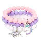 Claire's Club Little Girl Unicorn Matte Beaded Stretch Bracelets - Lilac, 3 Pack
