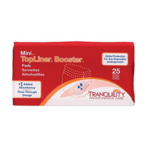 Tranquility TopLiner Disposable Booster Pads, Mini (10.5" x 2.75") Flow-Through Design with Adhesive Strip for Max Absorption, Adult Unisex 200ct Case