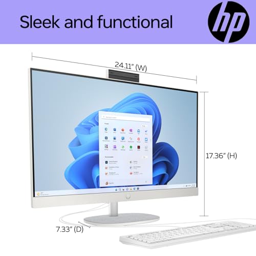 Image of HP 27 i7 All in One Desktop, 27 inch FHD, Intel i7-1355U, 64GB RAM, 2TB SSD, Wired Keyboard & Mouse, IR Camera, HDMI, RJ45, Wi-Fi 6, Windows 11 Home, White with ADATA 512 External SSD Bundle