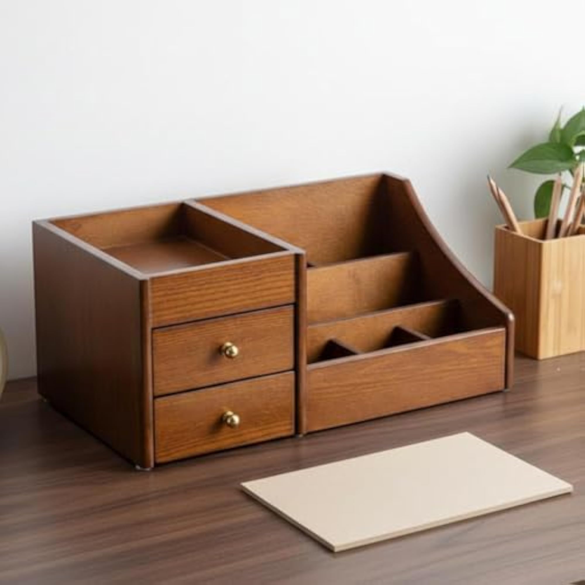 Space-Saving Wooden Makeup Organizer