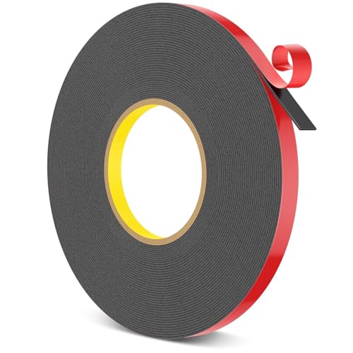 Double Sided Tape Heavy Duty, 3/4 in Width x 0,9 in Thickness x 82 ft Roll Length, Adhesive Mounting Tape Waterproof, Strong Double Stick Foam Tape for Walls Poster Automotive Outdoor