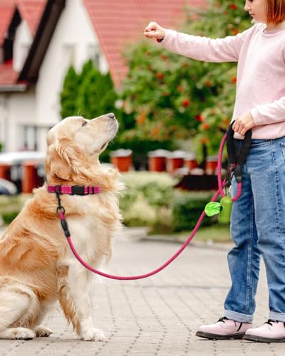Dynmeow Reflective Dog Collar and Leash Set, 6FT Strong Climbing Rope Leash with Padded Handle, Adjustable Pet Collar with Soft Neoprene Padding for Large Dogs, Hot-Pink, L - Image 4