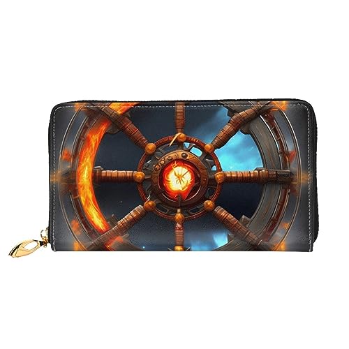 Portefeuille à fermeture éclair grande capacité Yin Yang Shield 19 x 10 cm pour femme