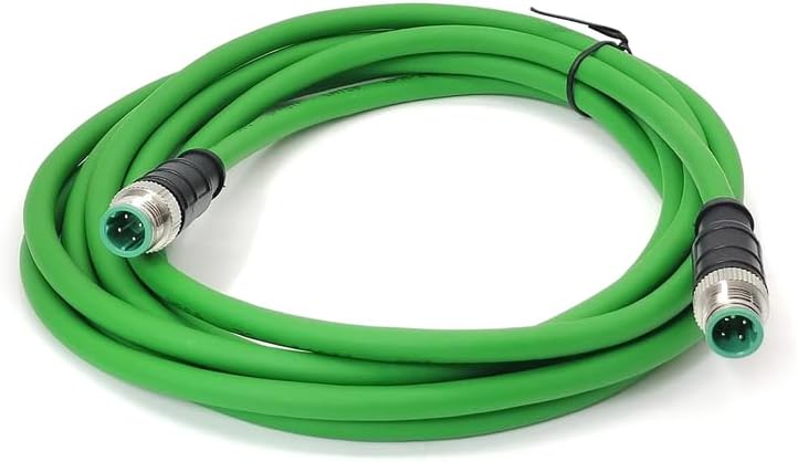 M12 4 Pin D Code Male to Male Ethernet Cable Aviation Plug Communication Industrial Connection Line for Encoder Industrial Automation PLC Network CAT5e Flexible Shield Waterproof 32.8ft/10Meter(6.56ft