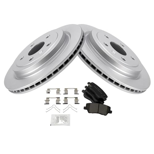 Image of TRQ Rear Brake Pad and Rotor Set Ceramic Coated Rotors Compatible with Brake Code JE5 2014-2018 Cadillac CTS