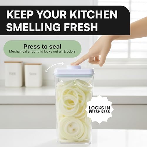 Image of iChewie - BopTop (1pc - Spaghetti /Cereal) Airtight Food Storage Container - Mechanical Silicone Seal Canister - BPA-Free - 3.3Qt