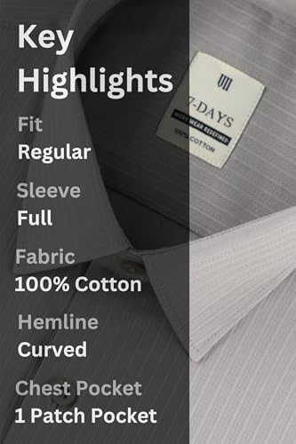Image of 7-DAYS Premium Men's Formal Shirts - Cotton, Self-Design, Full Sleeve, Regular Fit, with Pocket, Stylish Office Shirts for Men