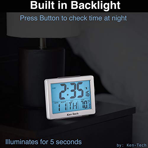 Sonnet Ken-Tech T-4652 Atomic Radio Controlled LCD A larm Clock, 1.5-Inch, Black Blue Light - Image 3
