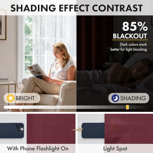 Image of MIULEE Set of 4 Burgundy Red 45 Inch Short Blackout Kitchen Window Curtains | Bedroom Drapes, Light Blocking Privacy Curtains for Small Windows, Bathroom, RV /Motorhome, Laundry, Top&Bottom Rod Pocket