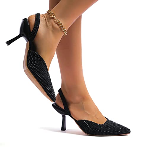 Sandales compensées femme strass chic et tendance noires