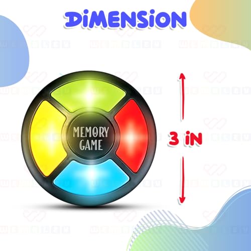 Image of Wembley Glow Quest Memory Handheld Game (Circle)| Interactive Fun Game for Kids| Indoor Game with Lights and Sounds| 30-Level Brain Challenge| Birthday Gift for Boys & Girls Ages 7 & Up (Multicolor)